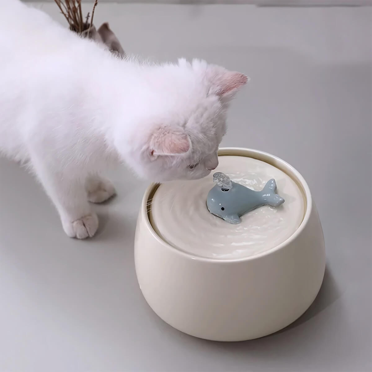 ミニくじらの噴水 自動給水器 セラミック製