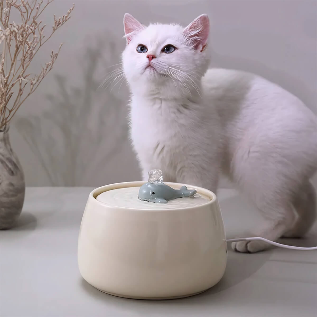 ミニくじらの噴水 自動給水器 セラミック製